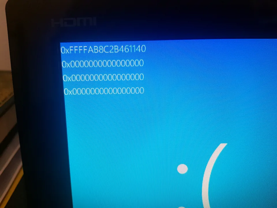 Windows blue screen shown during fault diagnosis