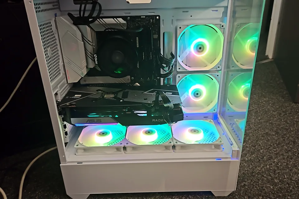 Completed custom gaming PC A white RGB custom gaming PC assembled and checked before handover Completed custom gaming PC at PC Repair Guru in Birmingham
