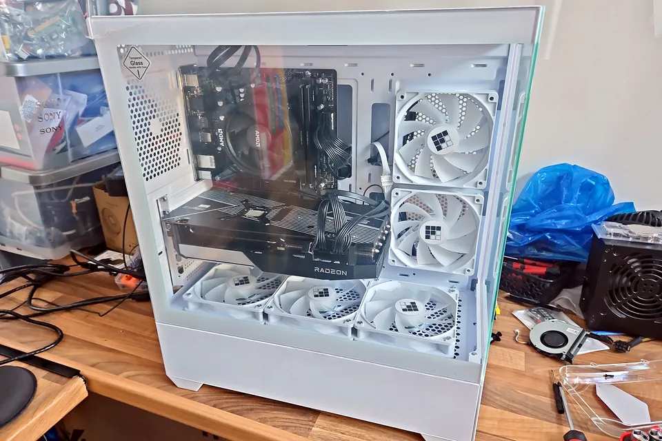 Desktop PC on the repair bench at the PC Repair Guru Small Heath workshop in Birmingham